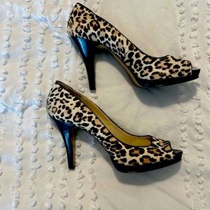 Nine West Moehair leopard print 4inch badass heels